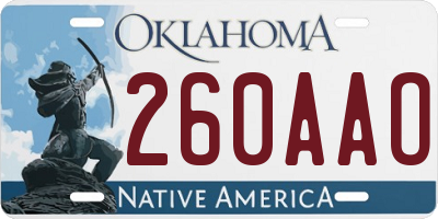 OK license plate 260AAO