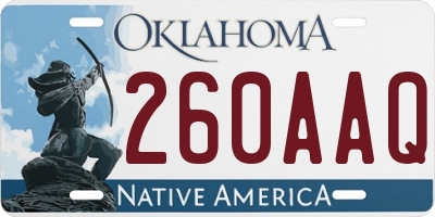 OK license plate 260AAQ