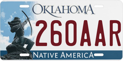 OK license plate 260AAR