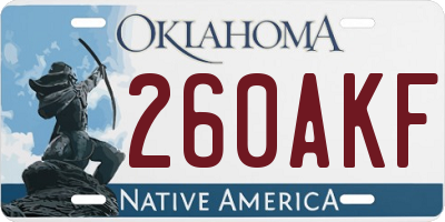 OK license plate 260AKF