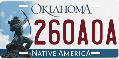 OK license plate 260AOA