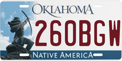 OK license plate 260BGW