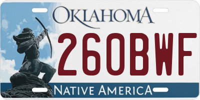 OK license plate 260BWF