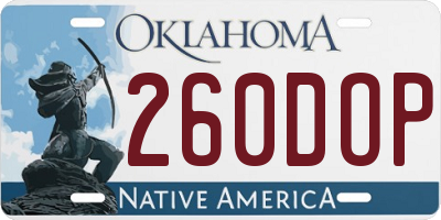 OK license plate 260DOP