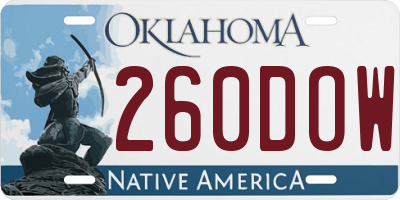 OK license plate 260DOW