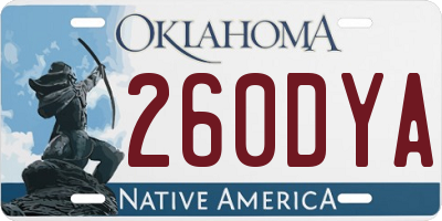 OK license plate 260DYA