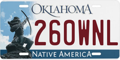 OK license plate 260WNL