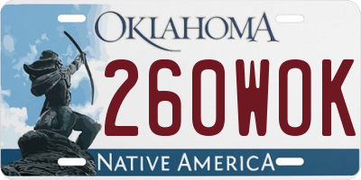 OK license plate 260WOK
