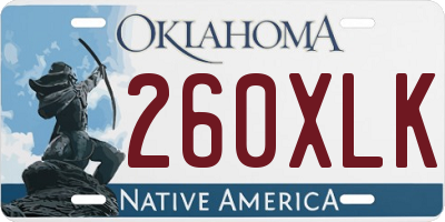 OK license plate 260XLK