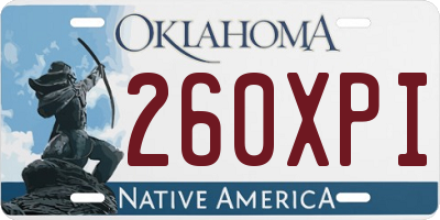 OK license plate 260XPI