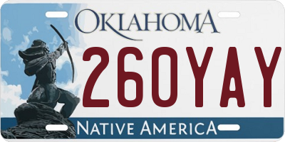 OK license plate 260YAY