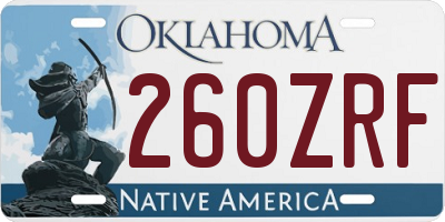 OK license plate 260ZRF