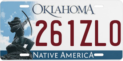 OK license plate 261ZLO
