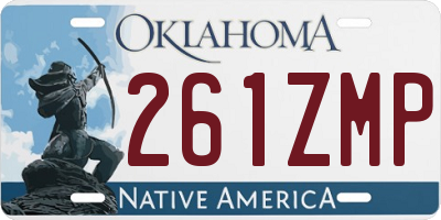 OK license plate 261ZMP