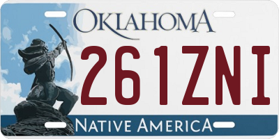 OK license plate 261ZNI