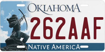 OK license plate 262AAF