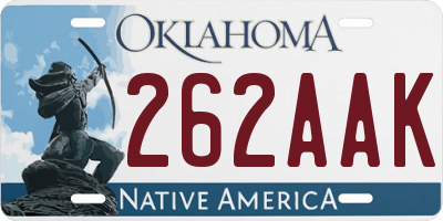 OK license plate 262AAK