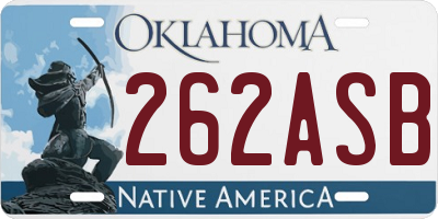 OK license plate 262ASB