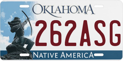 OK license plate 262ASG