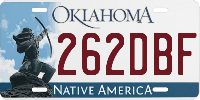 OK license plate 262DBF