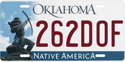 OK license plate 262DOF