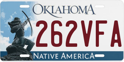 OK license plate 262VFA
