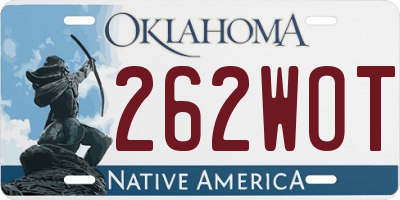 OK license plate 262WOT
