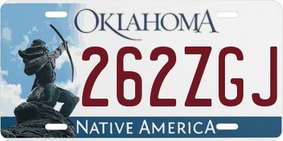 OK license plate 262ZGJ