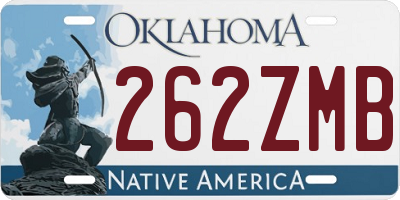 OK license plate 262ZMB