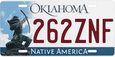 OK license plate 262ZNF