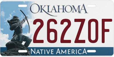 OK license plate 262ZOF