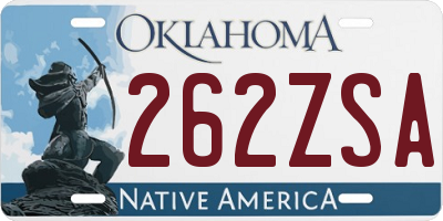 OK license plate 262ZSA