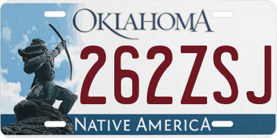 OK license plate 262ZSJ