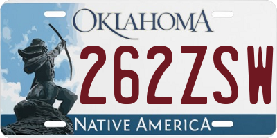 OK license plate 262ZSW