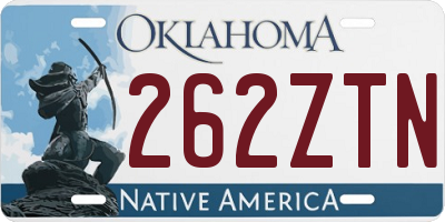 OK license plate 262ZTN