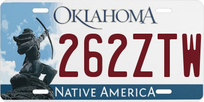 OK license plate 262ZTW