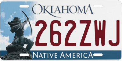 OK license plate 262ZWJ