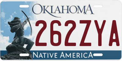 OK license plate 262ZYA