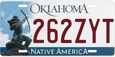 OK license plate 262ZYT