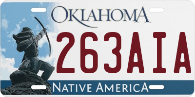 OK license plate 263AIA