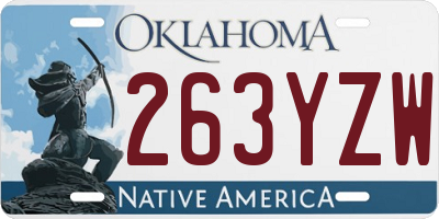 OK license plate 263YZW