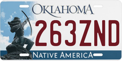 OK license plate 263ZND