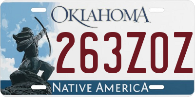 OK license plate 263ZOZ