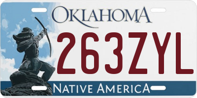 OK license plate 263ZYL