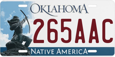 OK license plate 265AAC