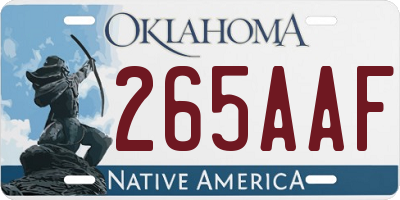 OK license plate 265AAF