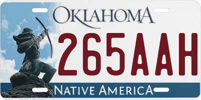 OK license plate 265AAH