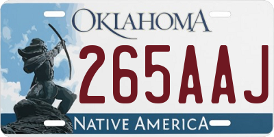 OK license plate 265AAJ