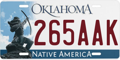 OK license plate 265AAK