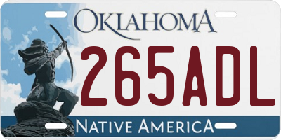 OK license plate 265ADL